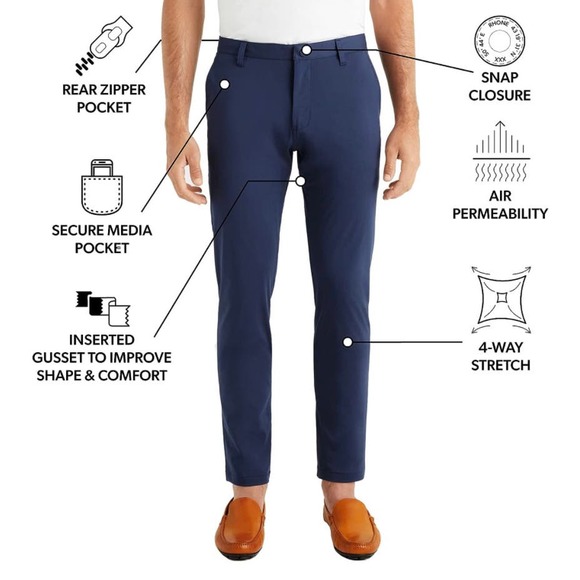 Rhone Commuter Slim-Fit Men's Pants - 40X33, Versatile Comfort * M605 - Picture 3 of 7